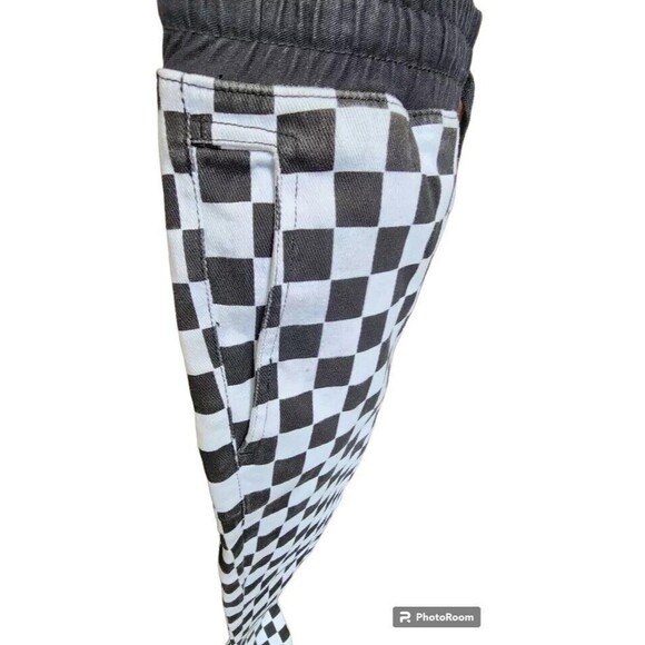 Forever 21 Mens Checkered Jeans Size Medium Black/White Pullon Drawstring Close - Picture 3 of 7